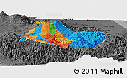 Political Panoramic Map of Cartago, darken, desaturated