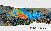 Political Panoramic Map of Cartago, darken, semi-desaturated