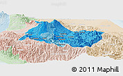 Political Shades Panoramic Map of Cartago, lighten