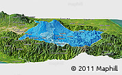 Political Shades Panoramic Map of Cartago, satellite outside