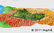 Satellite Panoramic Map of Cartago, political shades outside