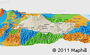 Shaded Relief Panoramic Map of Cartago, political outside