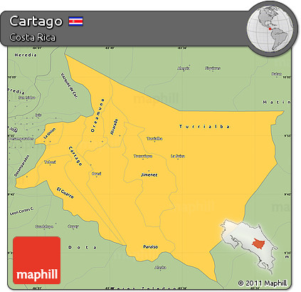 Savanna Style Simple Map of Cartago