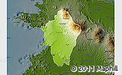 Physical Map of Liberia, darken