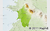 Physical Map of Liberia, lighten