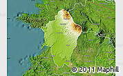 Physical Map of Liberia, satellite outside