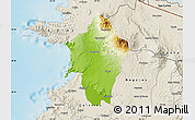 Physical Map of Liberia, shaded relief outside