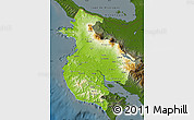 Physical Map of Guanacaste, darken