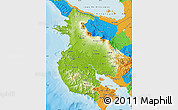 Physical Map of Guanacaste, political outside