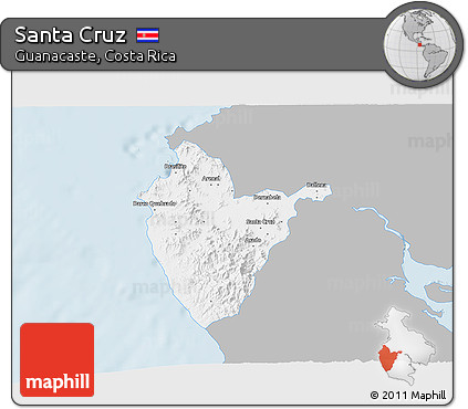 Gray 3D Map of Santa Cruz, single color outside