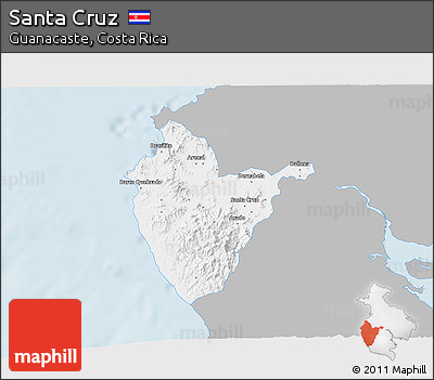 Gray 3D Map of Santa Cruz, single color outside