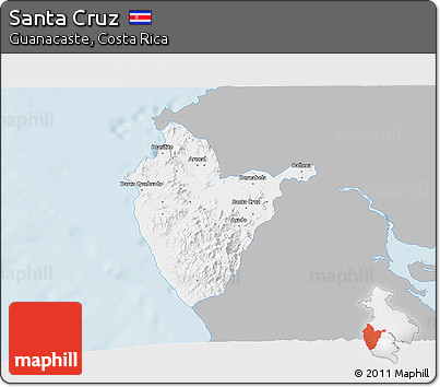 Gray 3D Map of Santa Cruz, single color outside