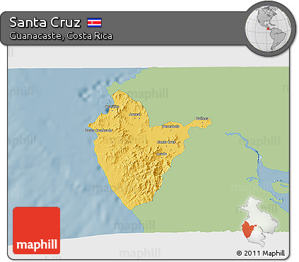 Savanna Style 3D Map of Santa Cruz, single color outside