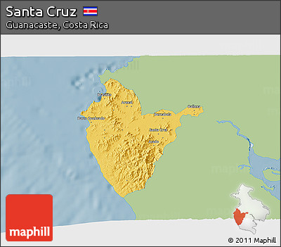 Savanna Style 3D Map of Santa Cruz, single color outside