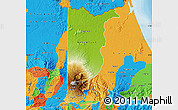 Physical Map of Heredia, political outside