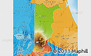 Physical Map of Heredia, political shades outside