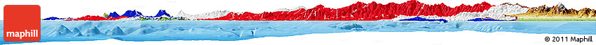 Flag Horizon Map of Costa Rica, physical outside, bathymetry sea, flag centered
