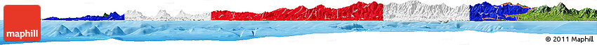 Flag Horizon Map of Costa Rica, satellite outside, bathymetry sea, flag aligned to the middle