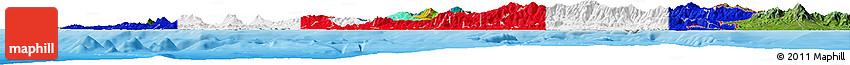 Flag Horizon Map of Costa Rica, satellite outside, bathymetry sea, flag rotated