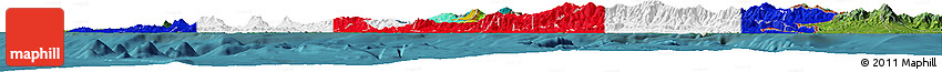 Flag Horizon Map of Costa Rica, satellite outside, flag rotated