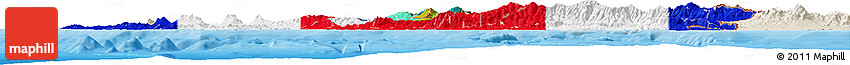 Flag Horizon Map of Costa Rica, shaded relief outside, bathymetry sea, flag rotated