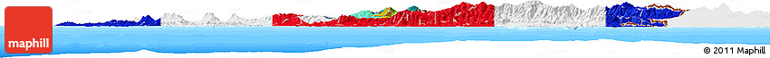Flag Horizon Map of Costa Rica, single color outside, bathymetry sea, flag rotated