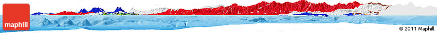 Flag Horizon Map of Costa Rica, single color outside, bathymetry sea, shaded relief sea, flag centered