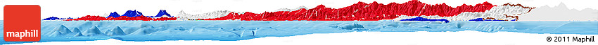 Flag Horizon Map of Costa Rica, single color outside, bathymetry sea, shaded relief sea