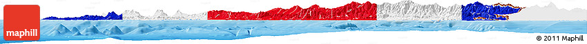 Flag Horizon Map of Costa Rica, single color outside, bathymetry sea, shaded relief sea, flag aligned to the middle