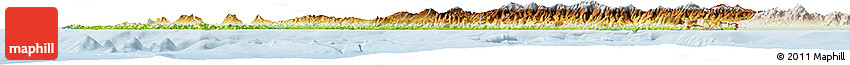 Physical Horizon Map of Costa Rica, lighten