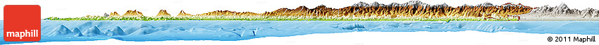 Physical Horizon Map of Costa Rica, lighten, semi-desaturated, land only