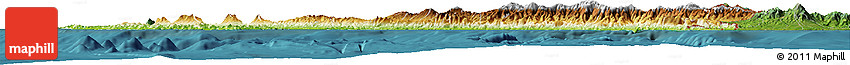 Physical Horizon Map of Costa Rica, satellite outside