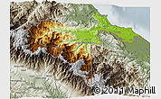 Physical 3D Map of Talamanca, semi-desaturated