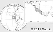 Gray Location Map of Costa Rica, blank outside