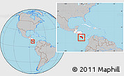 Gray Location Map of Costa Rica, highlighted continent, within the entire continent