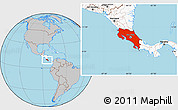 Gray Location Map of Costa Rica, highlighted continent