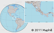 Gray Location Map of Costa Rica, hill shading inside