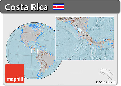 Gray Location Map of Costa Rica, hill shading outside