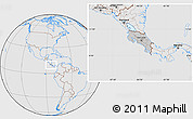 Gray Location Map of Costa Rica, lighten, desaturated