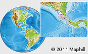 Gray Location Map of Costa Rica, physical outside