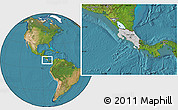 Gray Location Map of Costa Rica, satellite outside