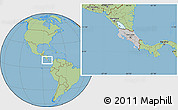 Gray Location Map of Costa Rica, savanna style outside