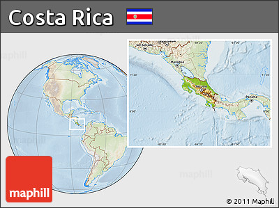 Physical Location Map of Costa Rica, lighten