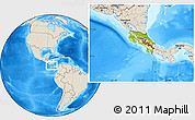 Physical Location Map of Costa Rica, shaded relief outside