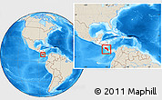 Shaded Relief Location Map of Costa Rica, highlighted continent, within the entire continent