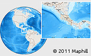 Shaded Relief Location Map of Costa Rica, lighten, land only