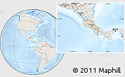 Shaded Relief Location Map of Costa Rica, lighten