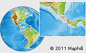 Shaded Relief Location Map of Costa Rica, physical outside