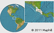 Shaded Relief Location Map of Costa Rica, satellite outside