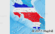 Flag Map of Costa Rica, political shades outside
